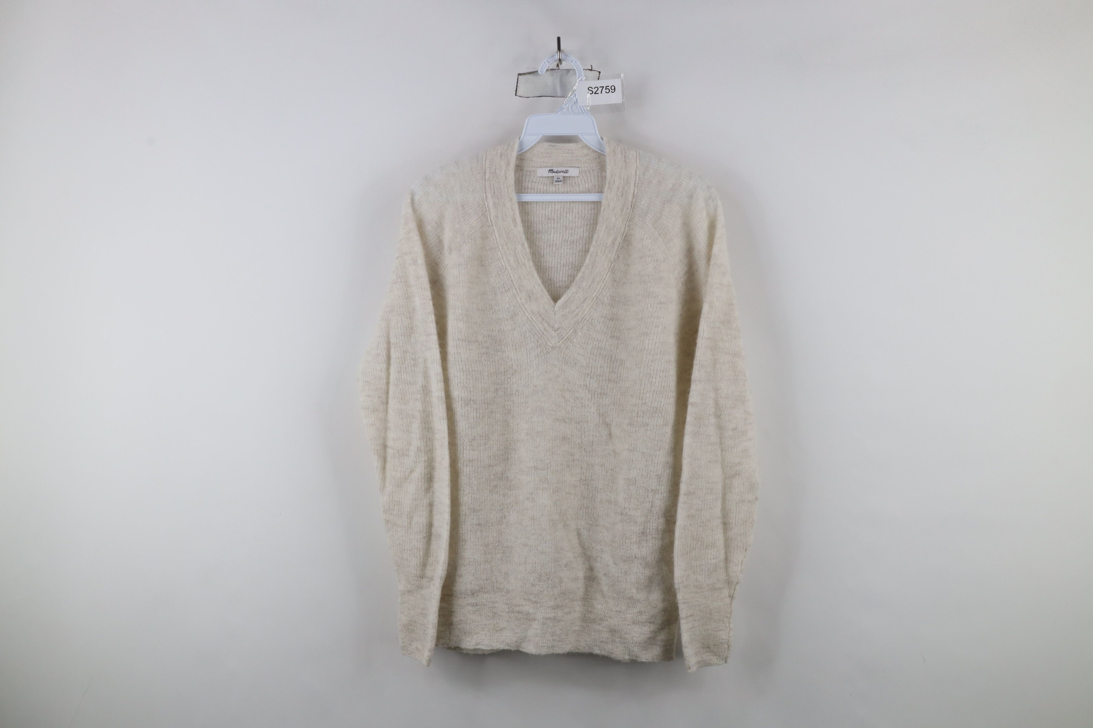Madewell × Vintage Madewell Soft Ribbed Alpaca Wool Knit V-Neck Sweater Gray Size XS / US 0-2 / IT 36-38 - 1 Thumbnail