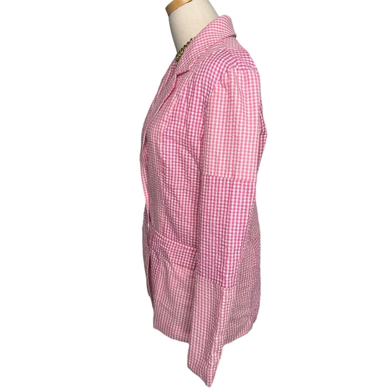 PRINCESS POLLY Princess Polly pink gingham patchwork blazer jacket size 2 Size XS / US 0-2 / IT 36-38 - 2 Thumbnail