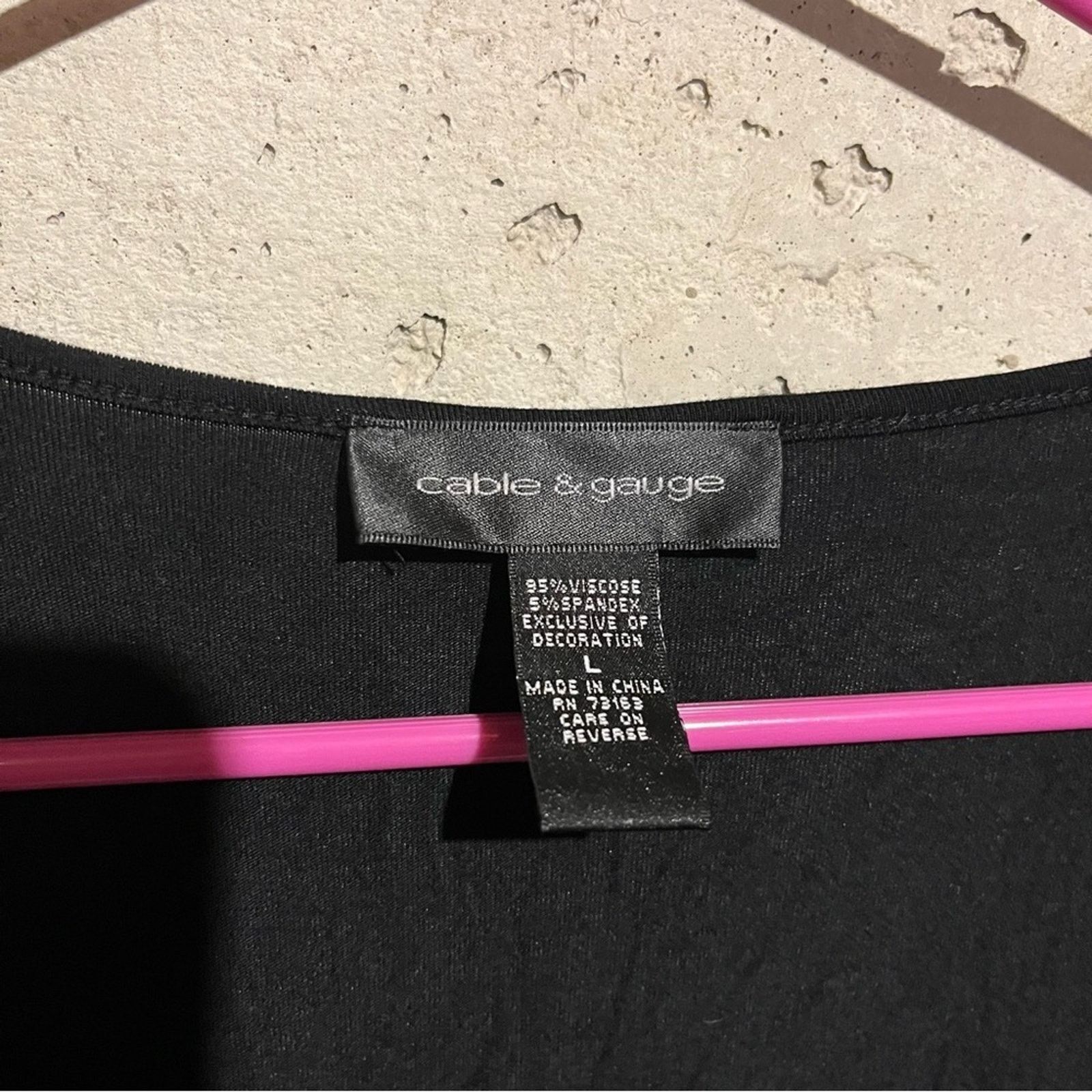 Other Cable & Gauge L Black Silver Ring Vneck Short Sleeve Top Size L / US 10 / IT 46 - 3 Thumbnail