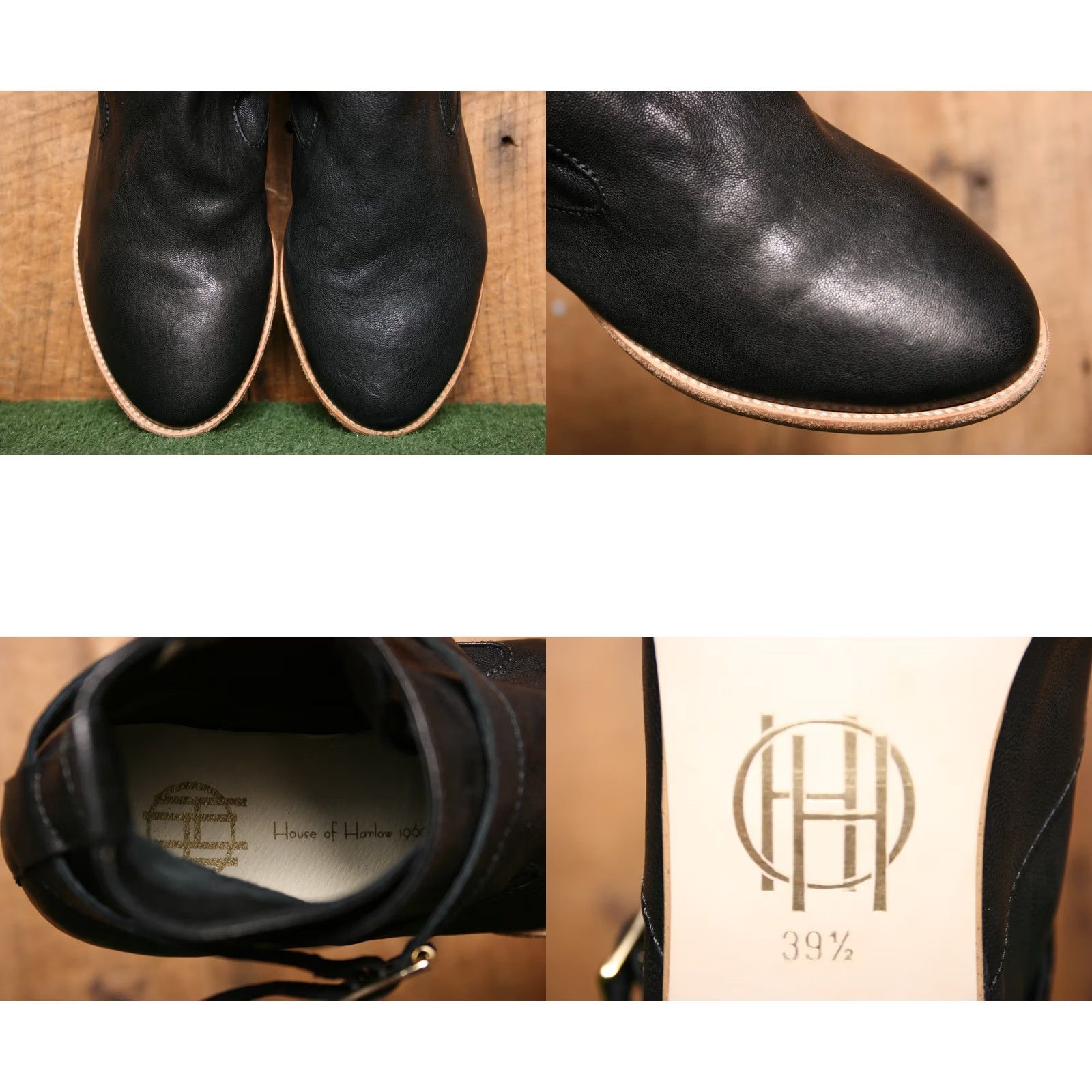 House of Harlow VINTAGE House of Harlow 1960 Holli Black Leather Bootie Women US 9 EUR 39.5 Flat Ankle Bootie Pull Snap Costume, Boots, Shoes Size US 9 / IT 39 - 8 Thumbnail