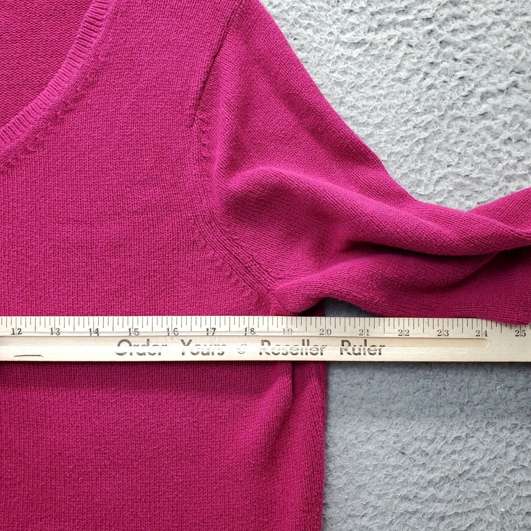 Lands' End Lands' End Womens Large Pink Solid Knit Raglan Hem & Cuff Pullover Sweater (V-Neck) Size L / US 10 / IT 46 - 5 Thumbnail
