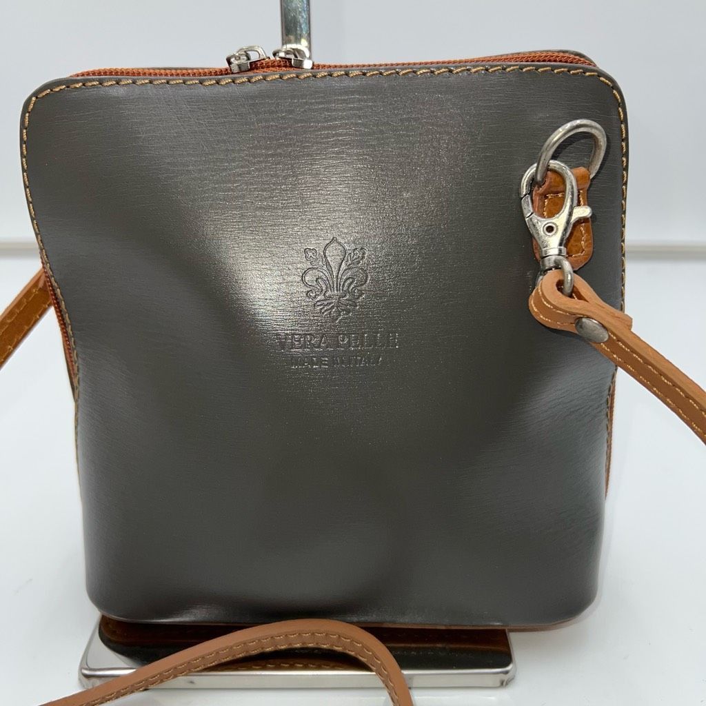 Vera Pelle Vera Pelle Made in Italy Gray and Vachetta Leather Crossbody Size ONE SIZE - 3 Thumbnail