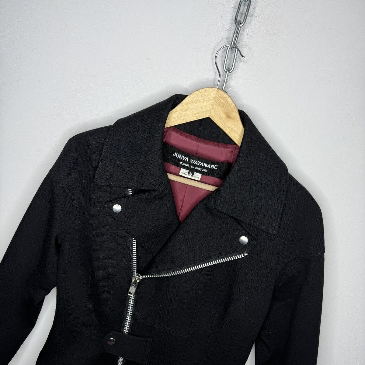 Comme des Garcons JUNYA WATANABE COMME des GARCONS Riders Jacket Black Wool Size M / US 6-8 / IT 42-44 - 4 Thumbnail