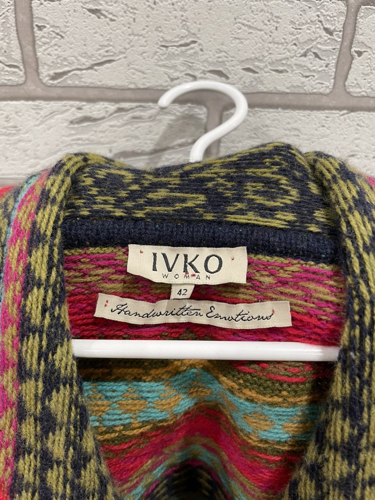 Vintage Ivko Woman Handwritten Vintage Wool Knit Sweater Cardigan Size M / US 6-8 / IT 42-44 - 12 Thumbnail