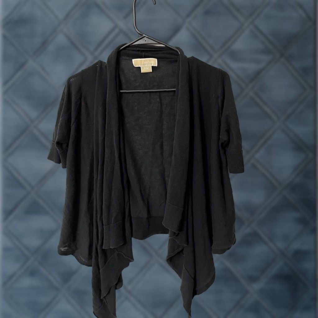 Michael Kors VINTAGE Michael Kors Cardigan Sweater Open Front Short Sleeve Petite Women Black Mid-Length Size M / US 6-8 / IT 42-44 - 1 Thumbnail