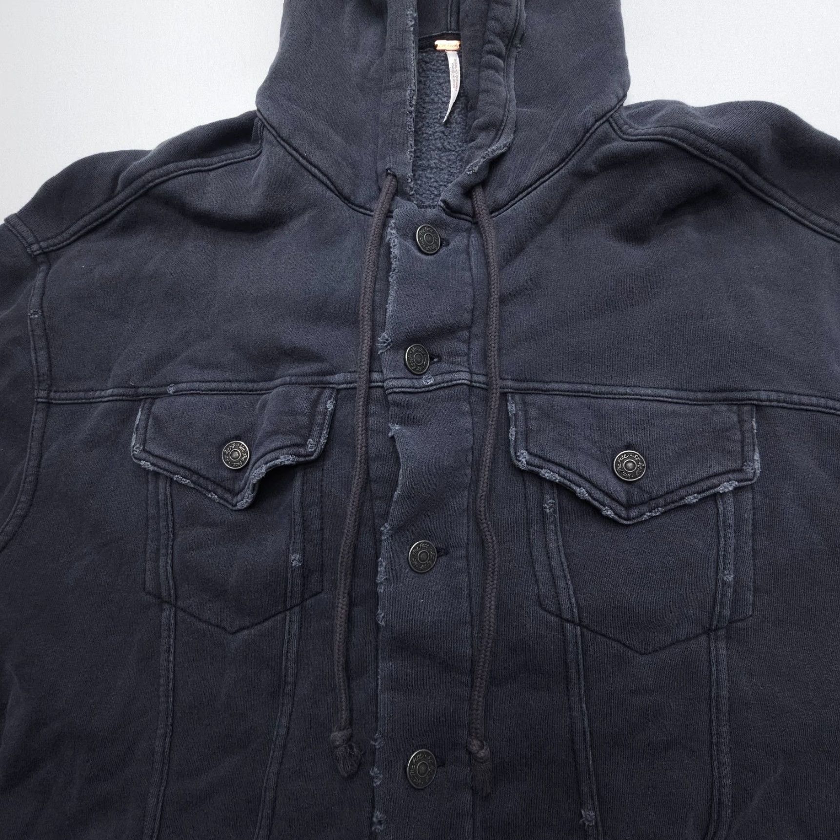 Free People Free People Dreamer Hooded Cropped Jacket Womens Medium Charcoal Button Hoodie Size M / US 6-8 / IT 42-44 - 3 Thumbnail