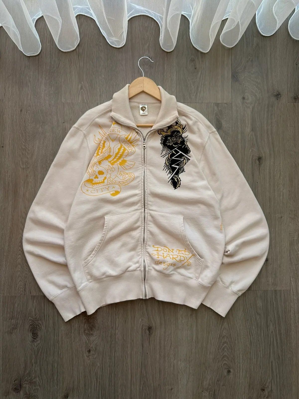 Vintage Ed Hardy Christian Audigier Beige Hoodie