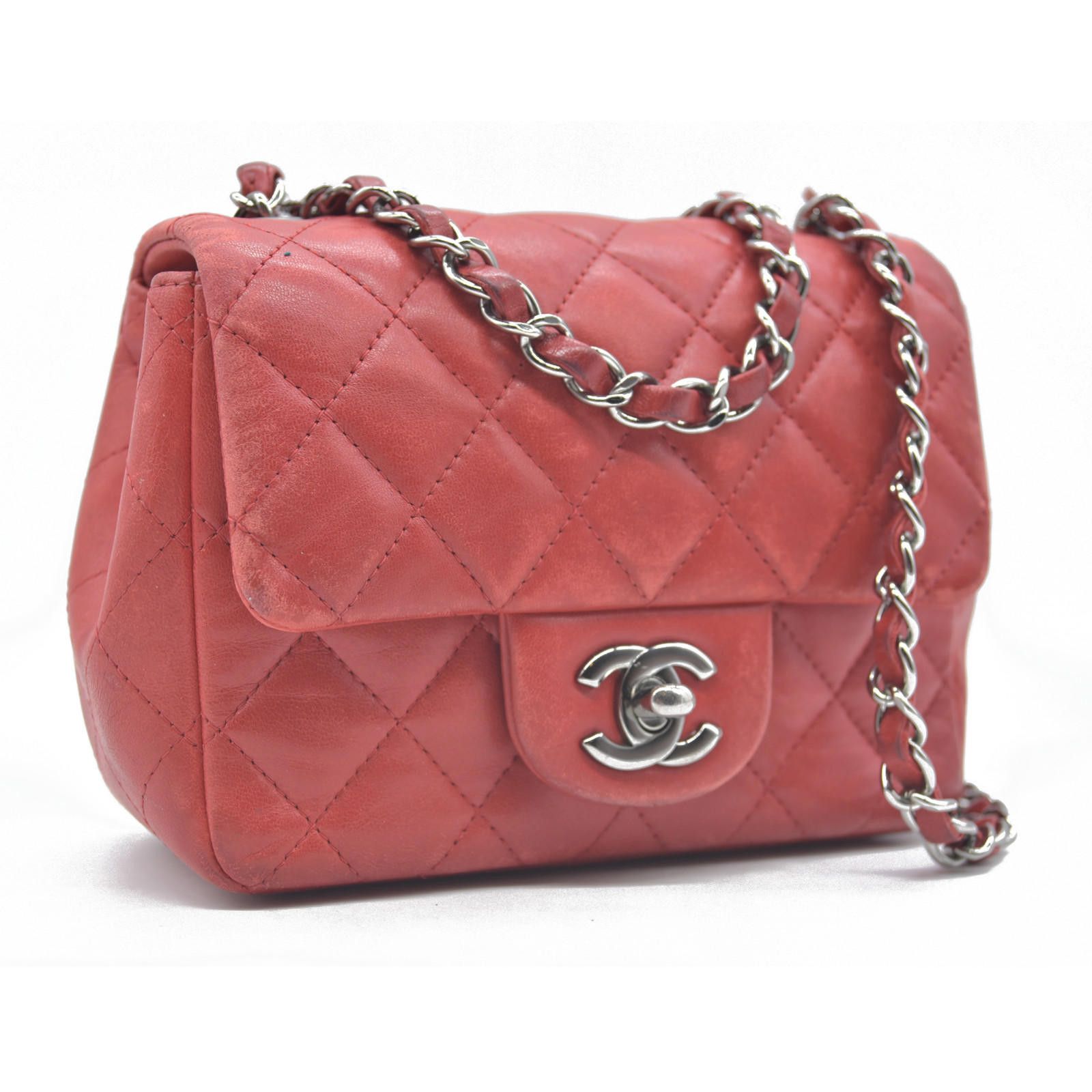 Chanel $5200 Chanel Classic Mini Square Flap Bag Red Size ONE SIZE - 7 Thumbnail
