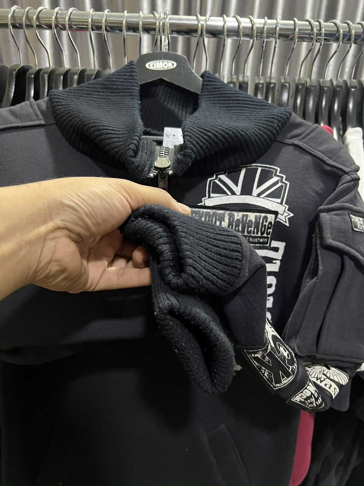 Japanese Brand SexPotRevenge 🇯🇵 Punk Skulls Goth Black Half Zipper Long Size US M / EU 48-50 / 2 - 4 Thumbnail