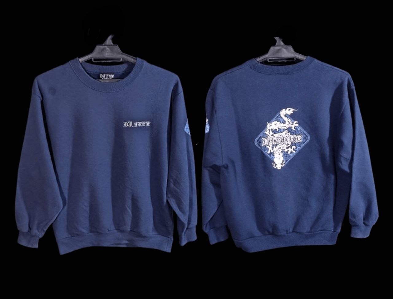 Japanese Brand RARE DJ FREE Japanese Archive Tribal Dragon Crewneck - Navy Size US XS / EU 42 / 0 - 1 Thumbnail