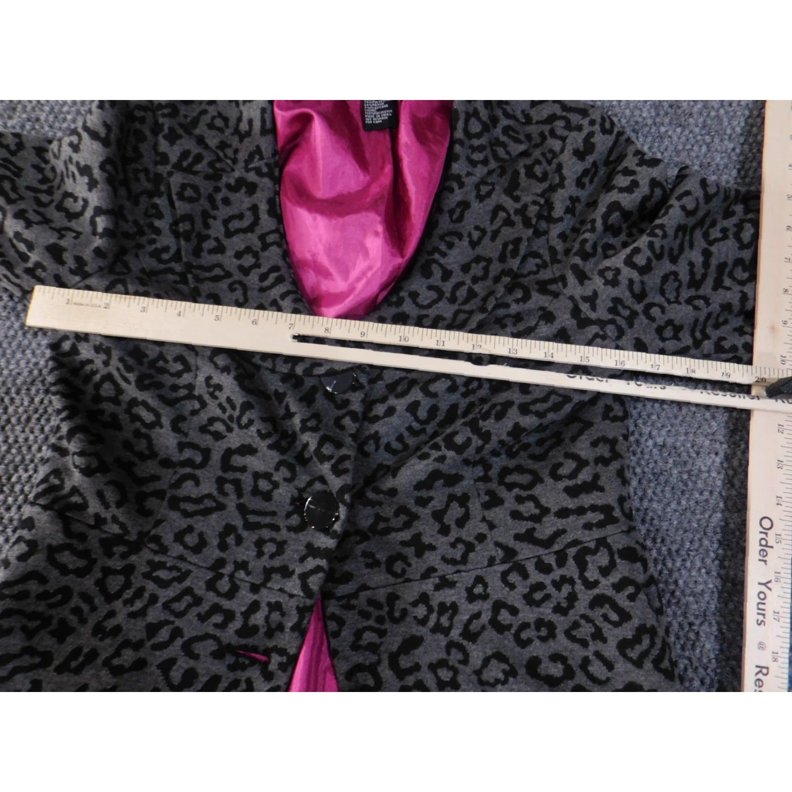 Sandro Sandro Blazer Womens Small Gray Leopard Print Pink Lined Button Front Jacket Size S / US 4 / IT 40 - 6 Thumbnail