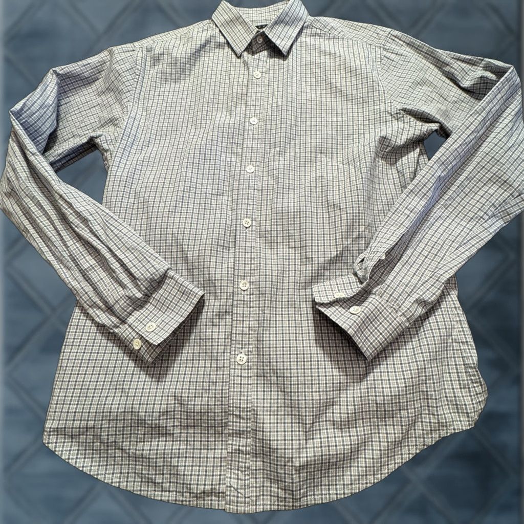 Theory Theory Shirt Mens Small Gray Plaid Cotton Preppy Button-Up Size US S / EU 44-46 / 1 - 1 Thumbnail