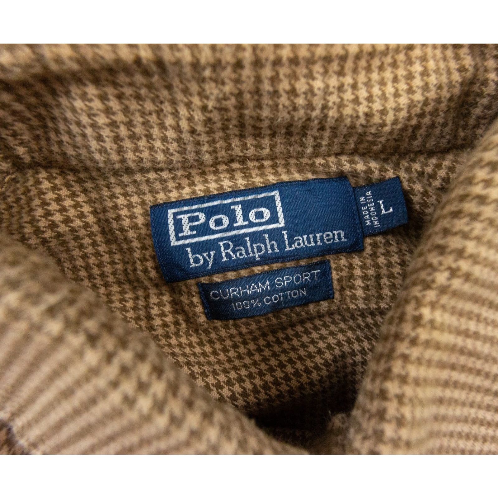 Polo Ralph Lauren Polo Ralph Lauren Men's Button-Up Shirt Large Beige Houndstooth Long Sleeve Curham Sport Preppy Size US L / EU 52-54 / 3 - 5 Thumbnail
