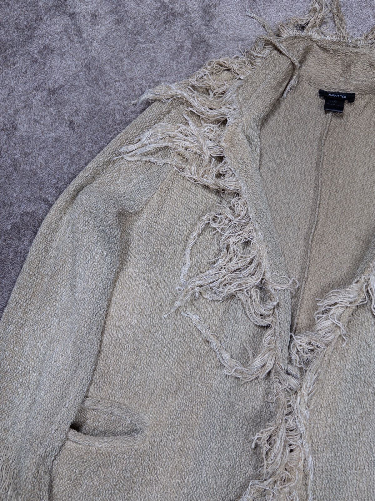 Avant Toi Woman’s Avant Toi Beige Cotton Fringe Cardigan Jacket Size M Size M / US 6-8 / IT 42-44 - 5 Thumbnail