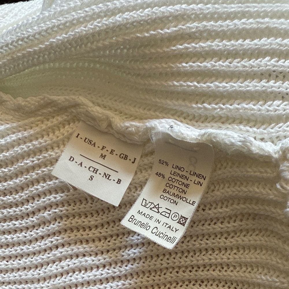 Brunello Cucinelli Brunello Cucinelli Women’s Medium White Knit Cardigan with Size M / US 6-8 / IT 42-44 - 7 Thumbnail