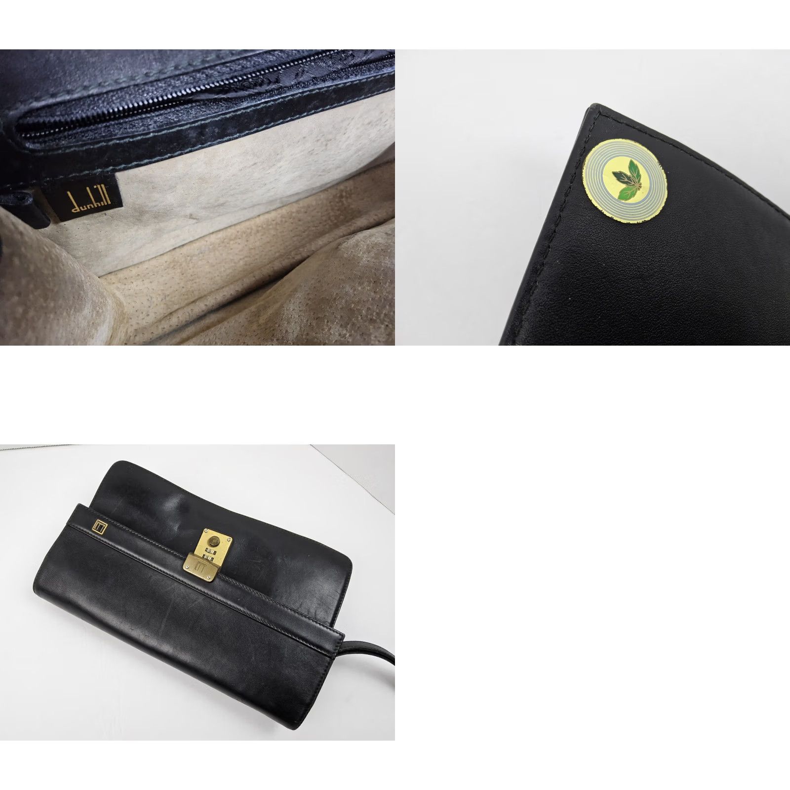 Vintage Dunhill Leather Clutch Wrist Strap Handbag Purse Black Women） Size ONE SIZE - 8 Thumbnail