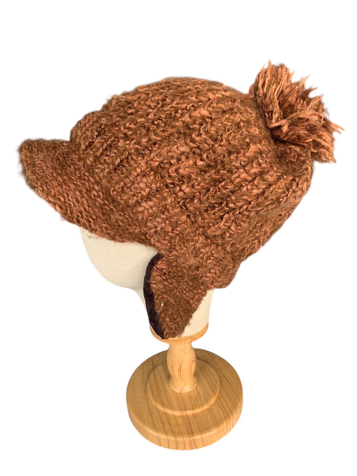Japanese Brand Knitted Wool Earflap Hairy Rare Beanie Hats Size ONE SIZE - 3 Thumbnail