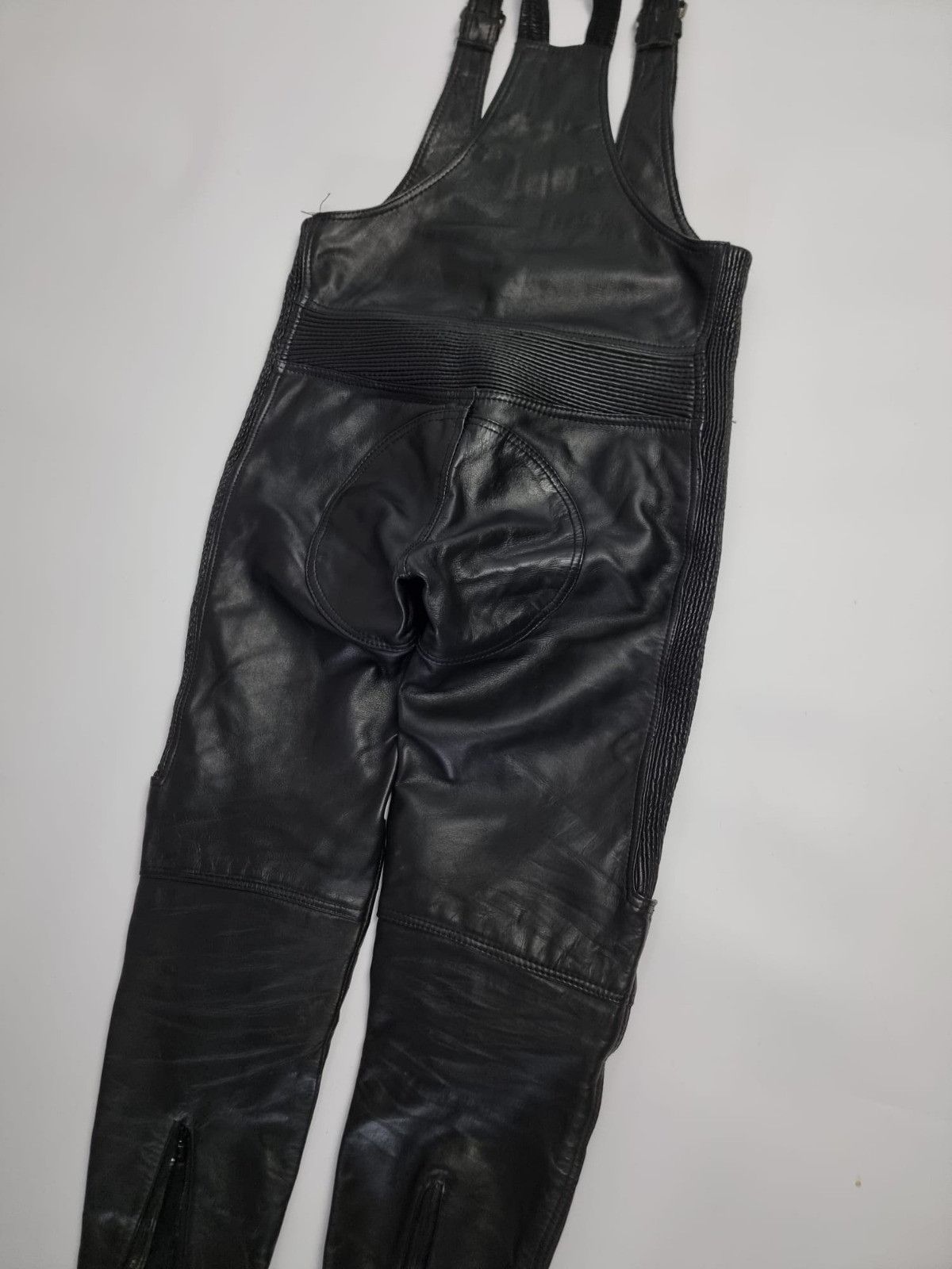 Vintage leather suspender pants S/M black mens womens Size 30" / US 8 / IT 44 - 7 Thumbnail