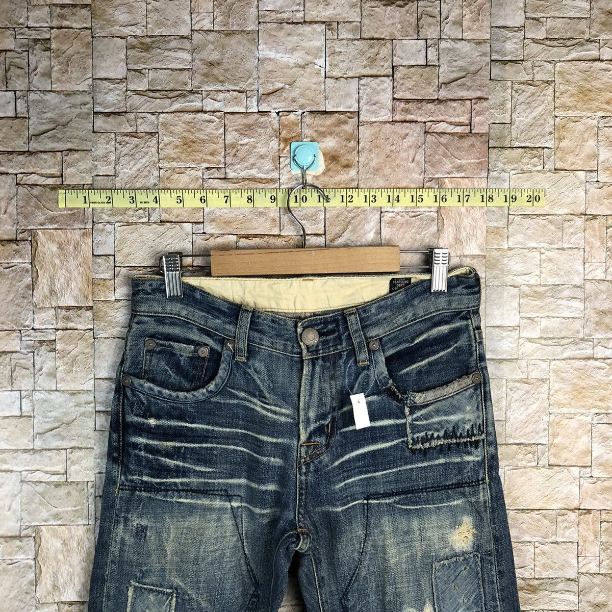 Japanese Brand Bartack Works Blue Distressed Denim Pants #A143 Size US 27 - 4 Thumbnail