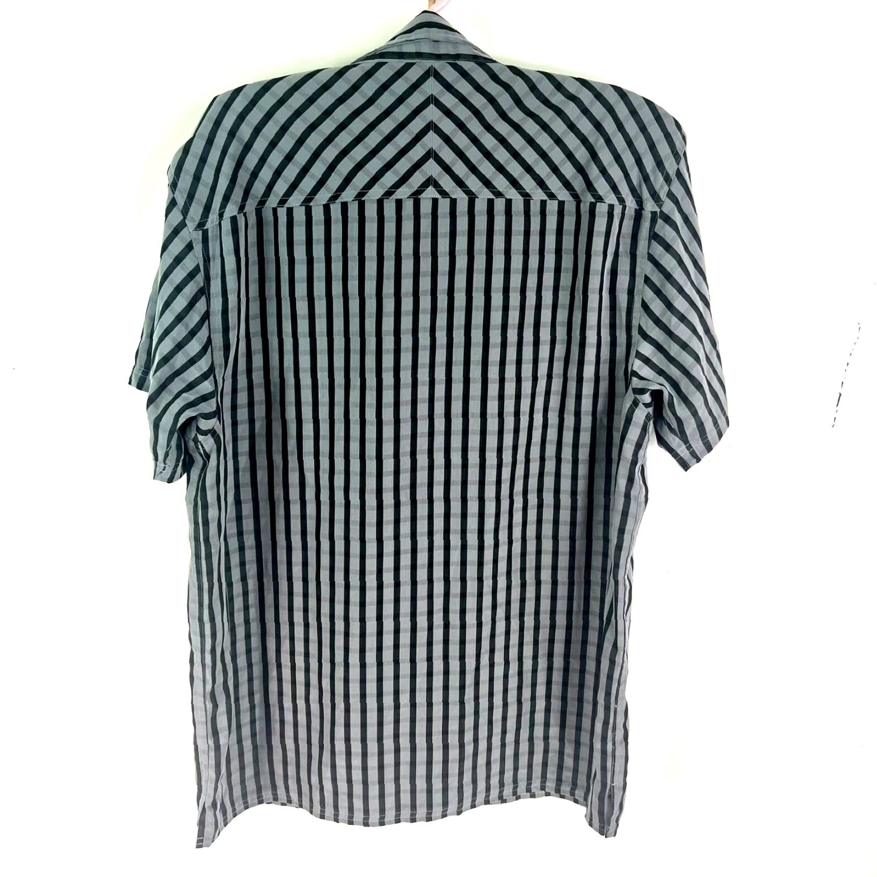CO Drill Clothing Co Striped Short Sleeve Button-Up Shirt Mens 2XL Gray Shirt Casual 90s Beach Classic Athletic Fit Pockets Embroidered Button-Up Size US XXL / EU 58 / 5 - 5 Thumbnail