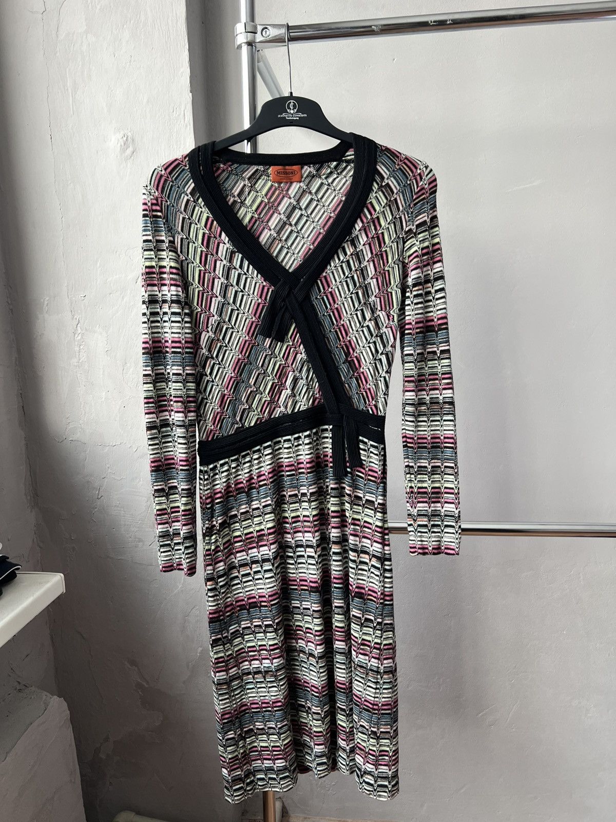 Missoni MISSONI WRAP KNIT ZIGZAG DRESS BLEND WOOL SLEEVE SIZE IT 42 Size M / US 6-8 / IT 42-44 - 3 Thumbnail