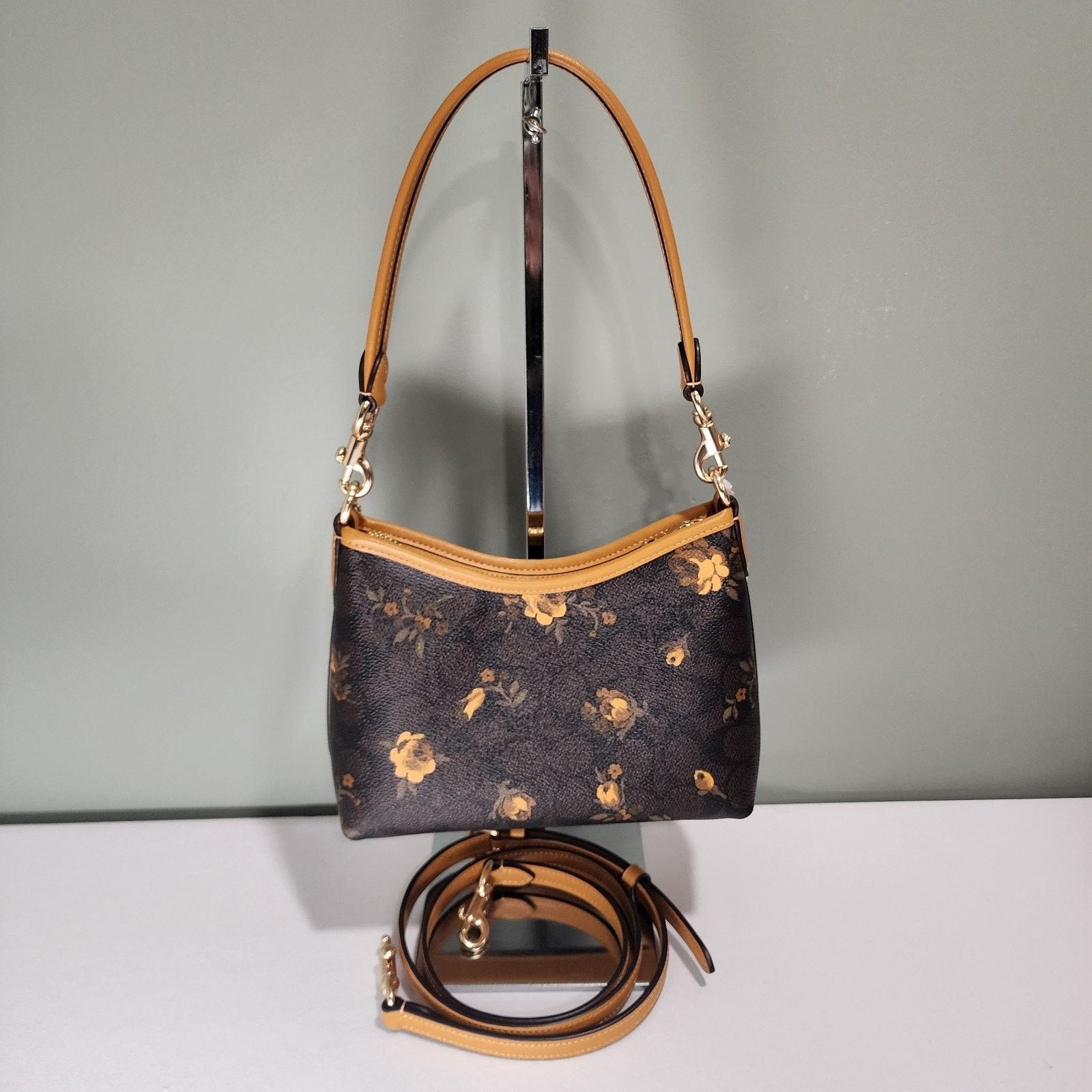 Coach Coach CCF17 Laurel Small Shoulder Floral Walnut/Yellow V2 Size ONE SIZE - 3 Thumbnail