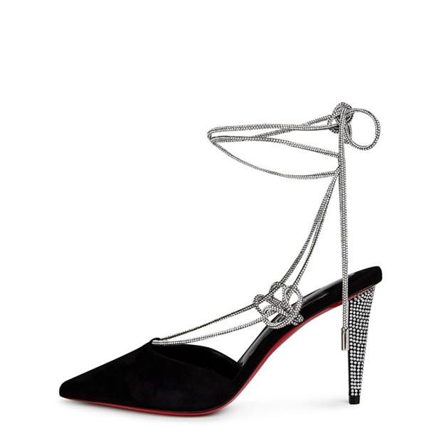 Christian Louboutin Astrid Lace Strassita 85mm Suede Pumps Size US 7 / IT 37 - 3 Thumbnail