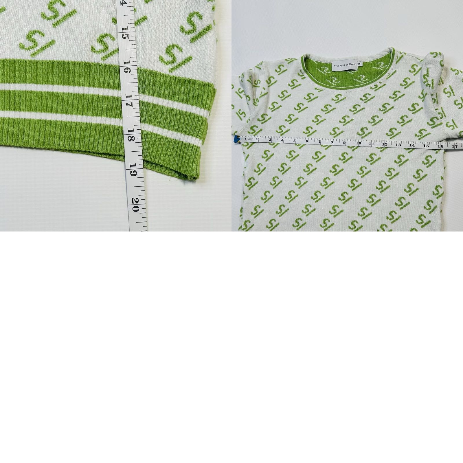 Vintage Stefania Vaidani Knit Sweater Women’s S All Over Print Logo Monogram Green Size S / US 4 / IT 40 - 8 Thumbnail