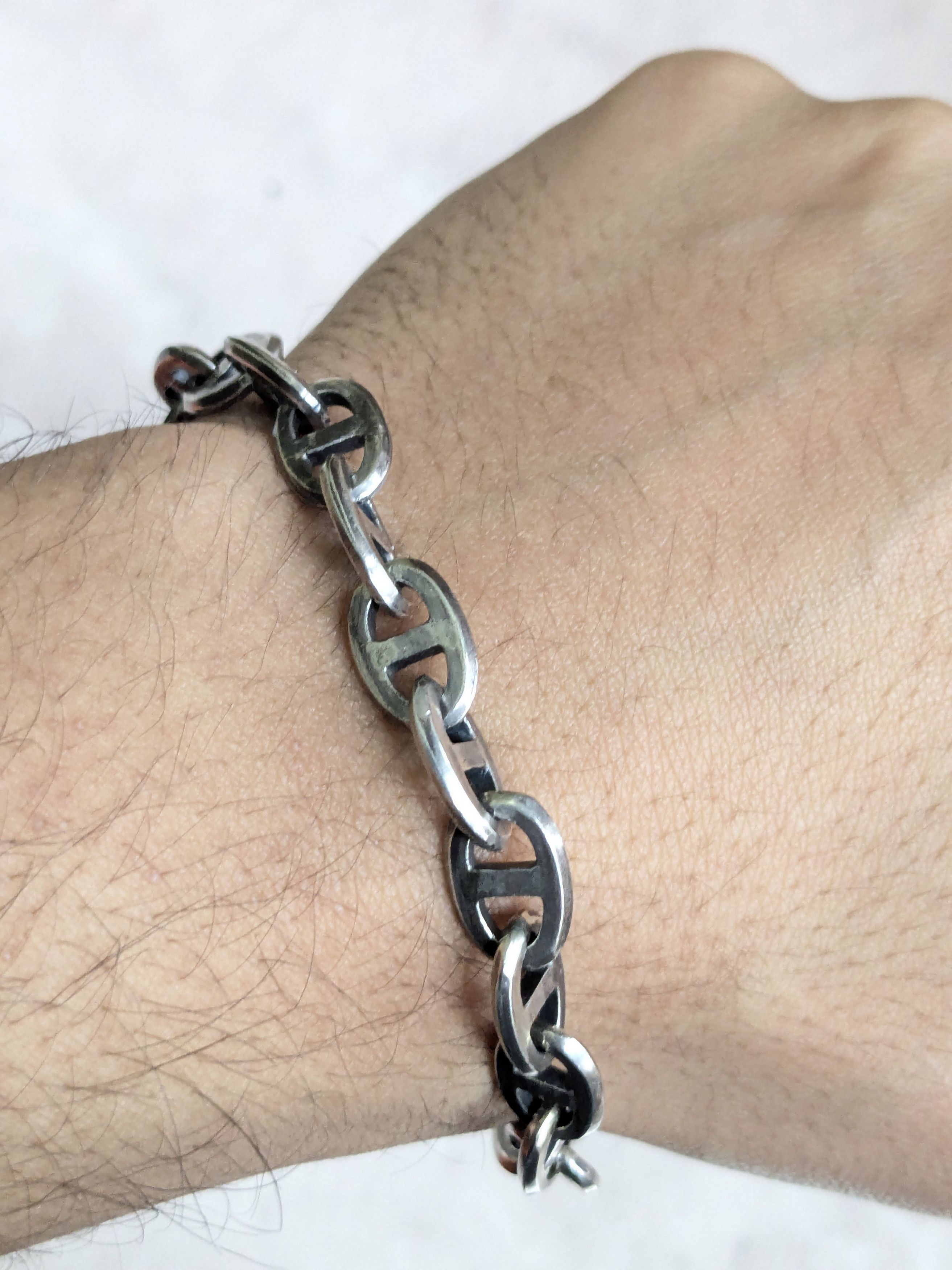 Jewelry Vintage Sterling Silver Bracelet Anchor Mariner 8.5" Size ONE SIZE - 10 Thumbnail