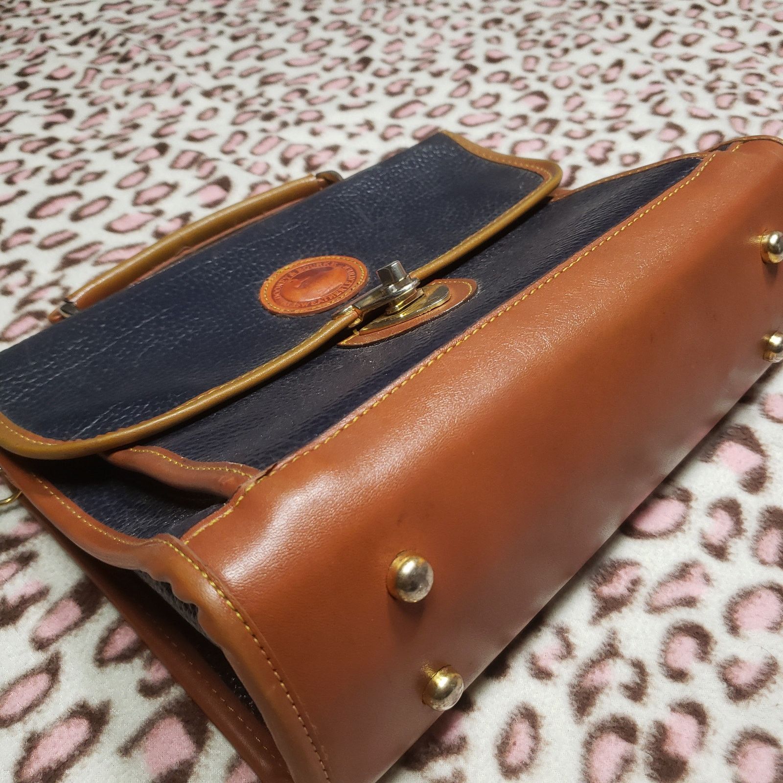 Dooney & Bourke Vtg Dooney & Bourke Blue Grain Leather Crossbody Satchel Size ONE SIZE - 7 Thumbnail