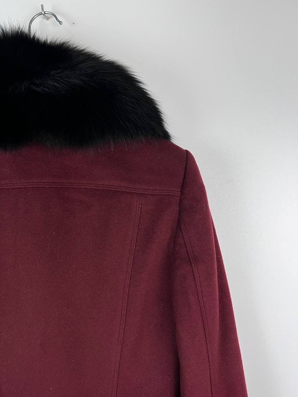Burberry Burberry Garnet Double Breasted Coat with Black Fur Trim UK6 Size XS / US 0-2 / IT 36-38 - 15 Thumbnail