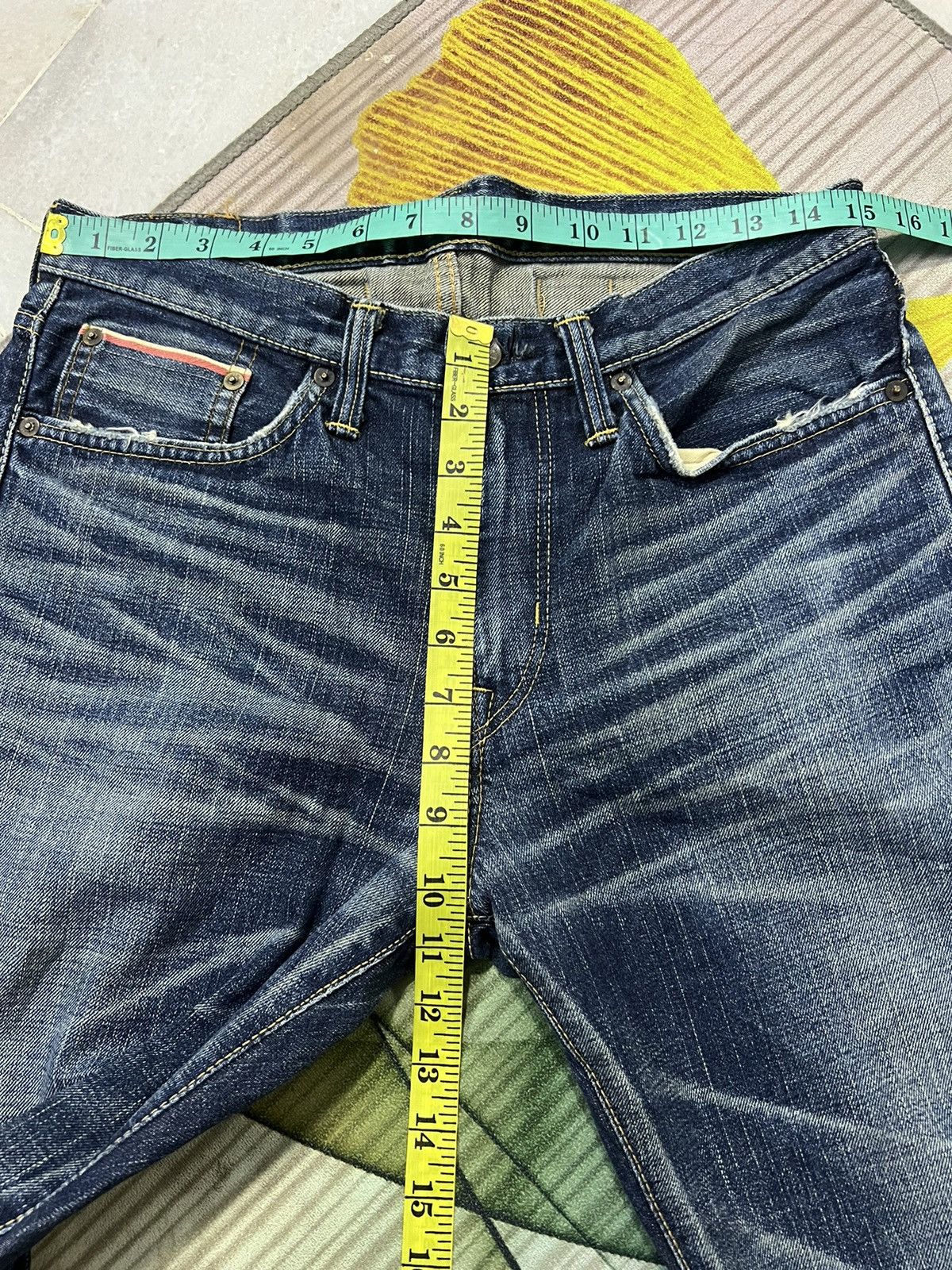 Edwin × Japanese Brand EDWIN 505zx SELVEDGE BUCKLE BACK DISTRESSED DENIM Size US 30 / EU 46 - 15 Thumbnail