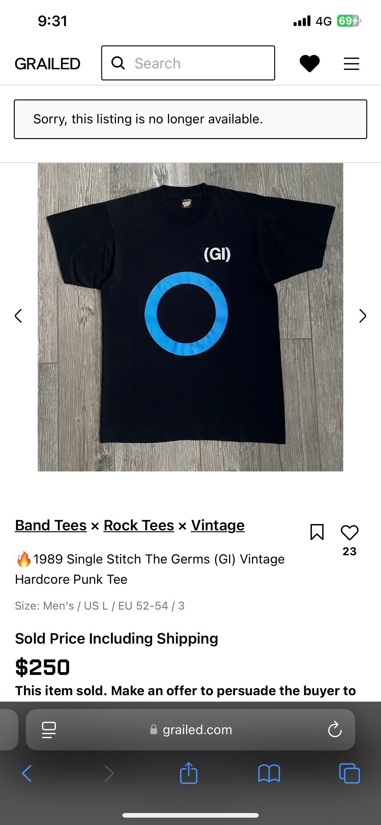 Band Tees The Germs (GI) Hardcore Punk Vintage Band Shirt Size US S / EU 44-46 / 1 - 6 Thumbnail