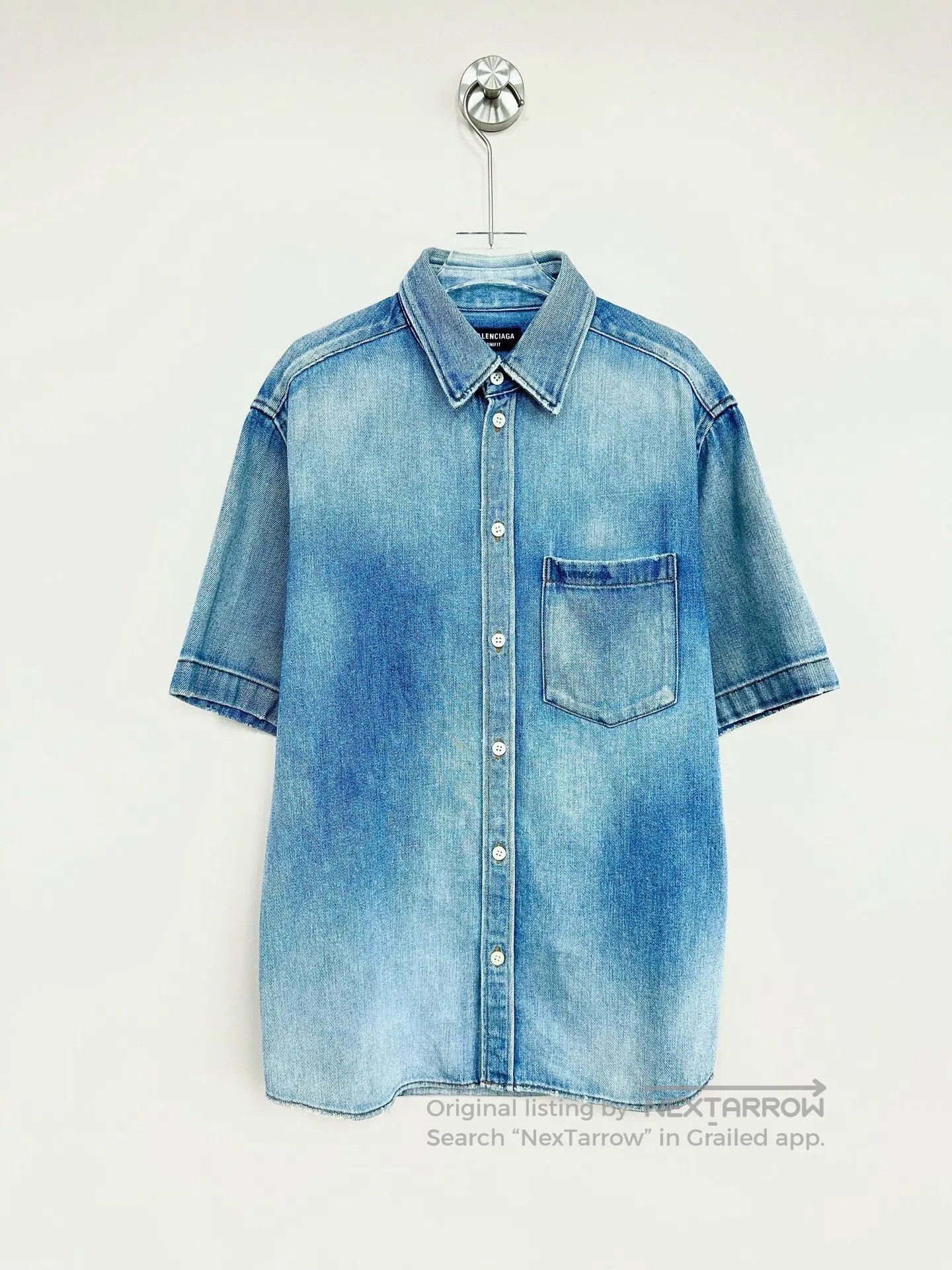 Balenciaga Balenciaga Blue Embroidered Denim Shirt. Size XS / US 0-2 / IT 36-38 - 1 Thumbnail