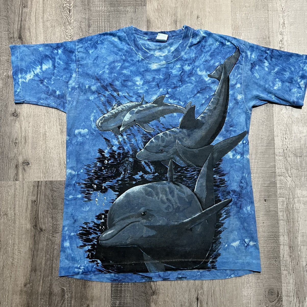 Fruit Of The Loom × Vintage VTG Bottlenose Dolphin Oceanic All Over Print Animal Shirt Size US L / EU 52-54 / 3 - 1 Thumbnail