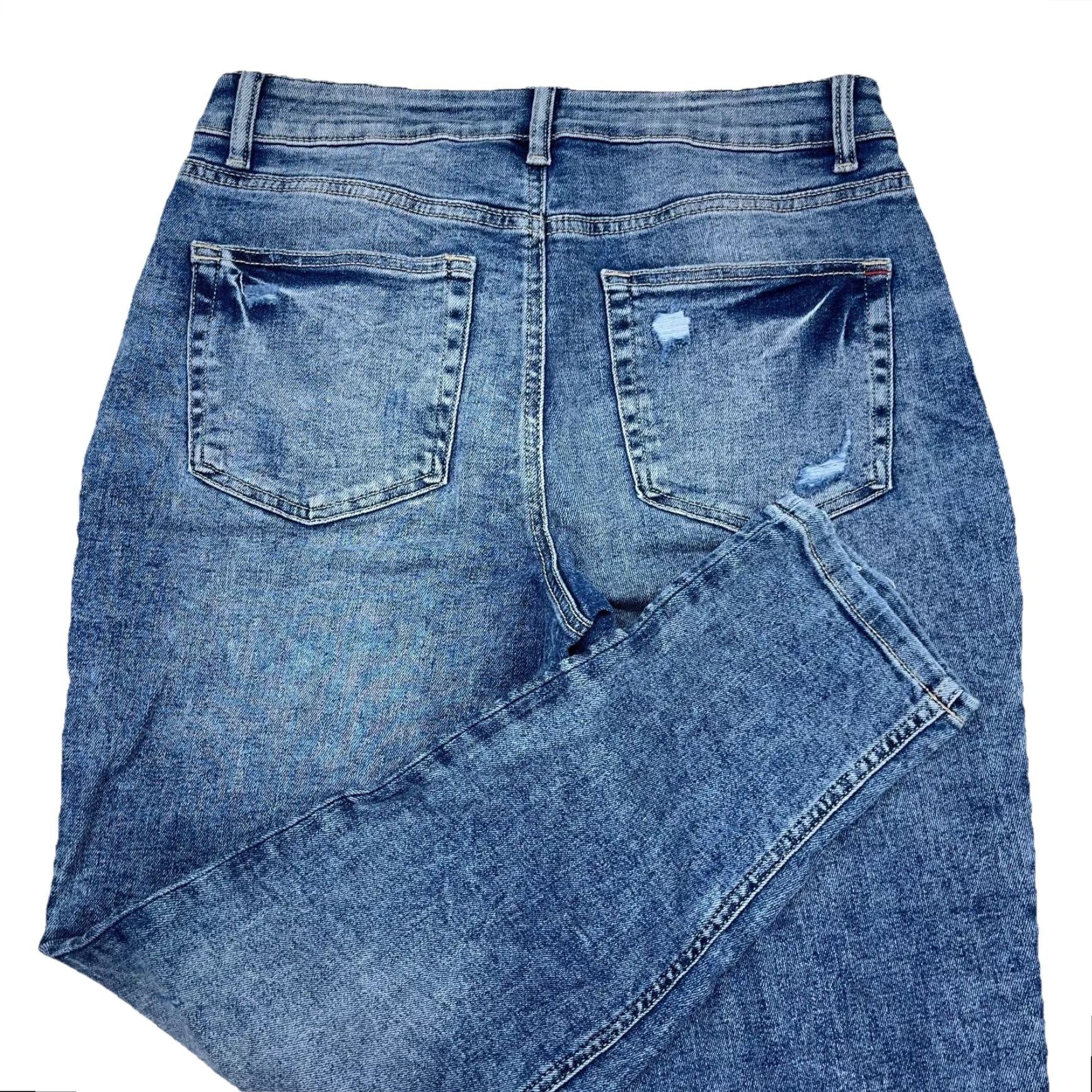 Vintage Maurices Jeans Women 8 Boyfriend High Rise Medium Wash Distressed Button Fly Zipper Pockets Size 30" / US 8 / IT 44 - 3 Thumbnail