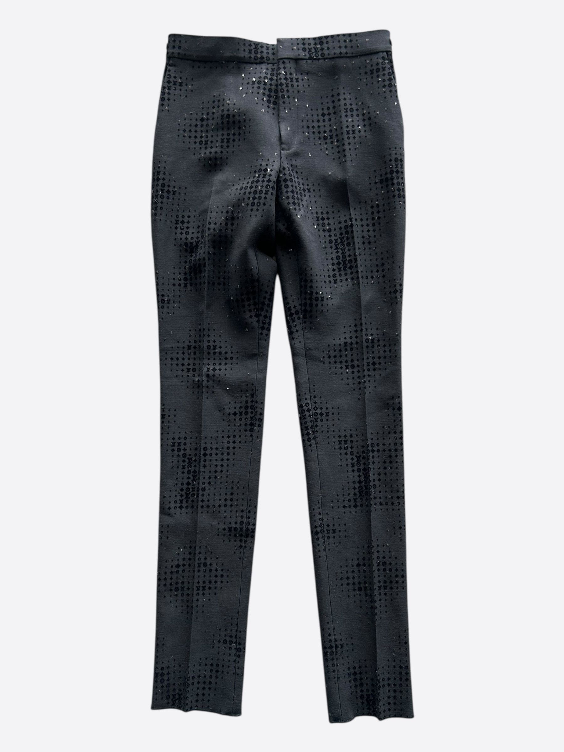 Louis Vuitton Louis Vuitton Black Crystal Monogram Trousers Size 34S - 1 Thumbnail