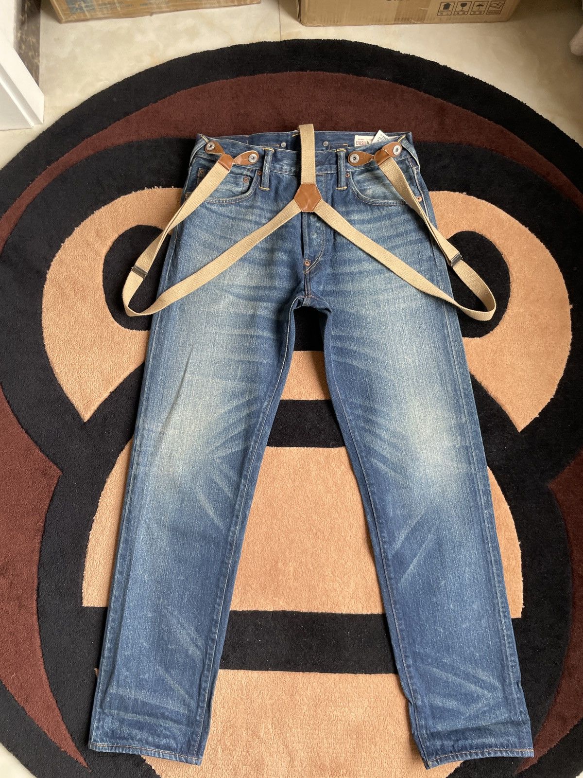 Evisu × Vintage EVISU Red suspenders daicock jeans size:30x34 Size US 30 / EU 46 - 2 Thumbnail