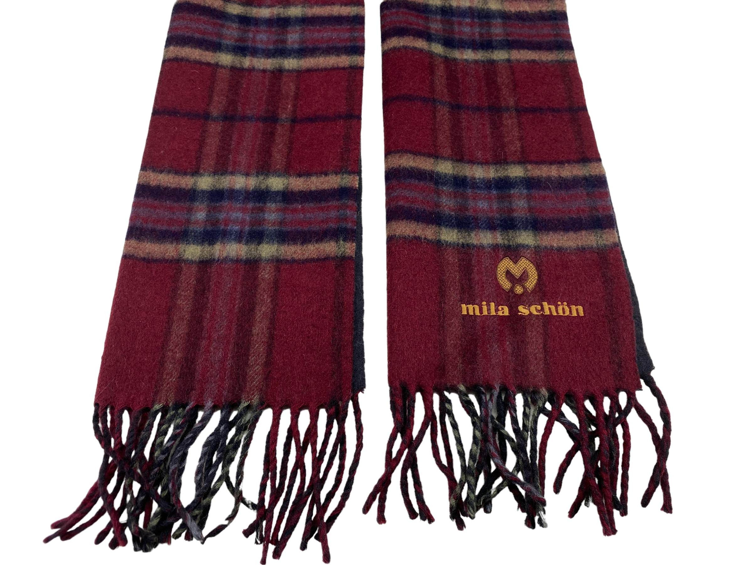 Mila Schon Vintage Mila Schön Checkered Wool-Blend Scarf Luxury Wrap Size ONE SIZE - 5 Thumbnail