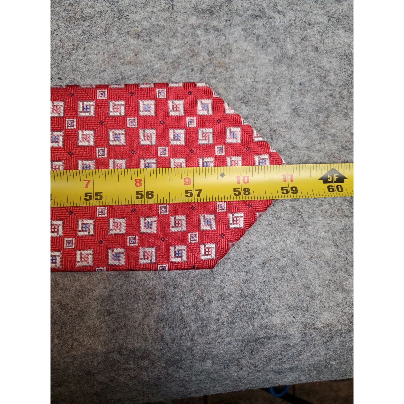 Other Piattelli Men's Silk Necktie Red Geometric Square Pattern Size ONE SIZE - 8 Thumbnail