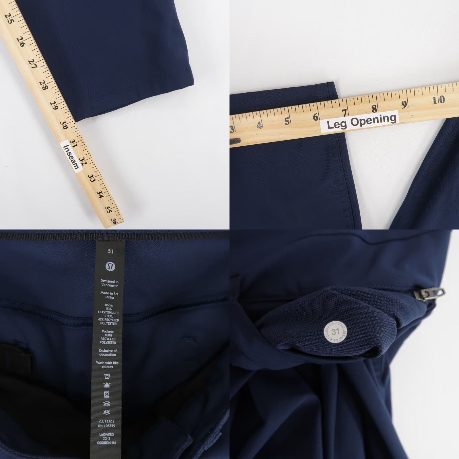 Lululemon Lululemon ABC Classic Fit Pants Mens 31 Blue Warpstreme 5 Pocket Flaws Wool?? Size US 31 - 9 Thumbnail