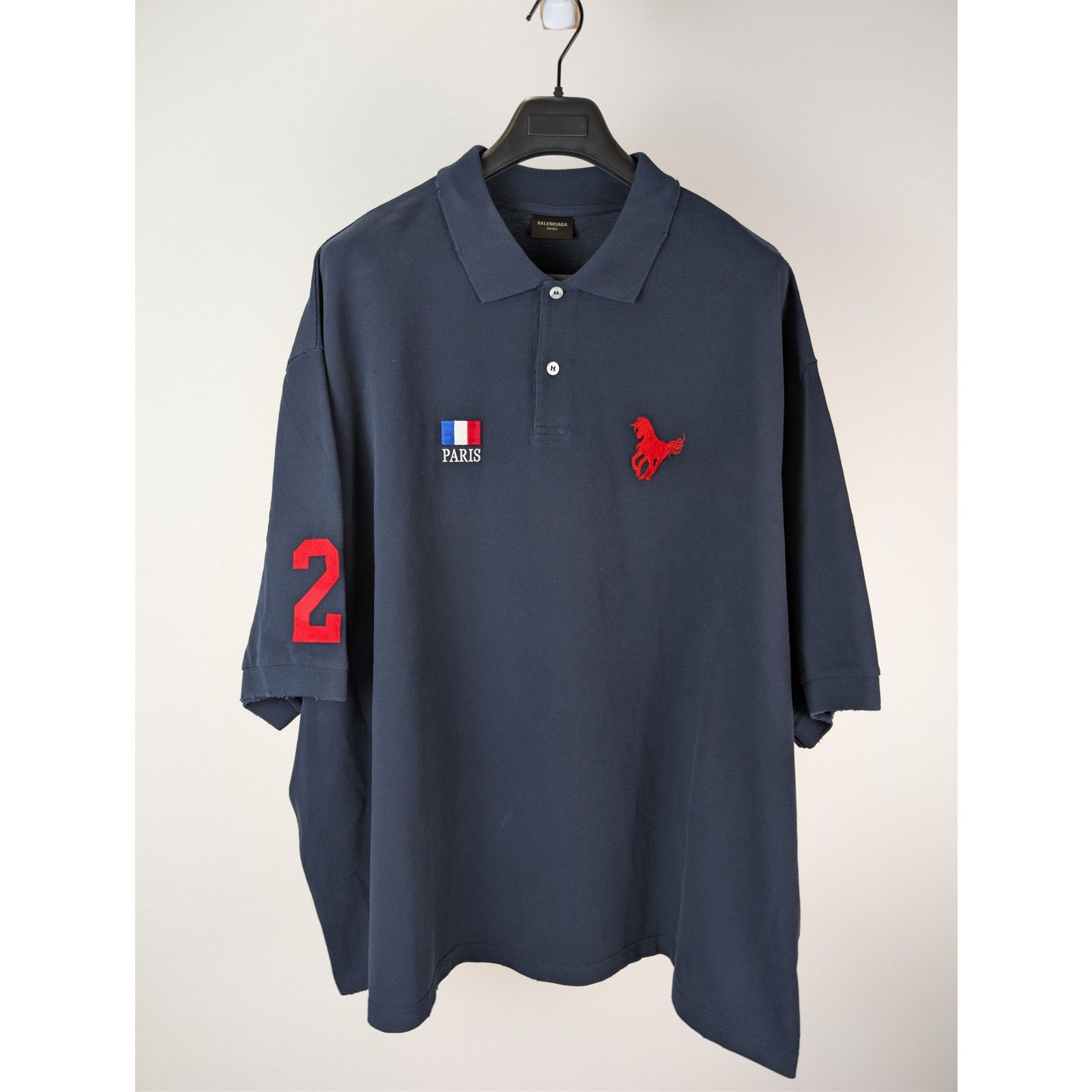 Balenciaga o1rshd1 Q:2 / Oversized Cotton Pique Polo Shirt in Navy Blue Size US XL / EU 56 / 4 - 8 Thumbnail
