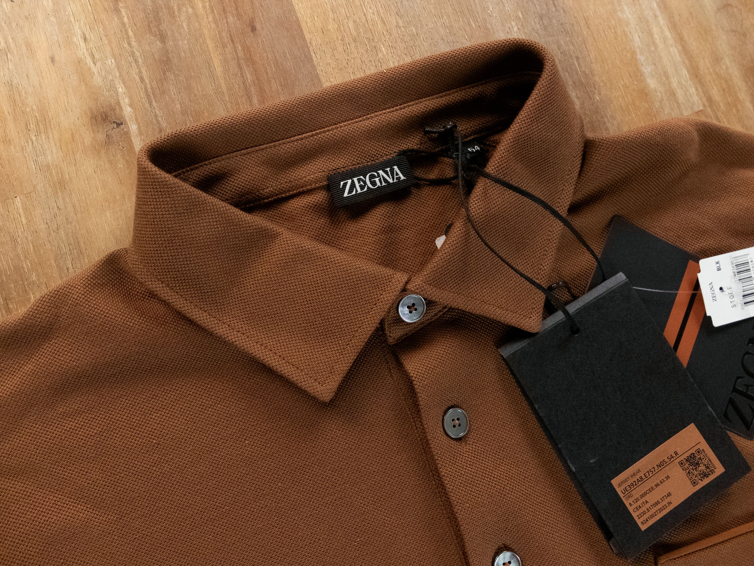 Ermenegildo Zegna ZEGNA solid brown long sleeve cotton polo shirt 54 XL Size US XL / EU 56 / 4 - 5 Thumbnail