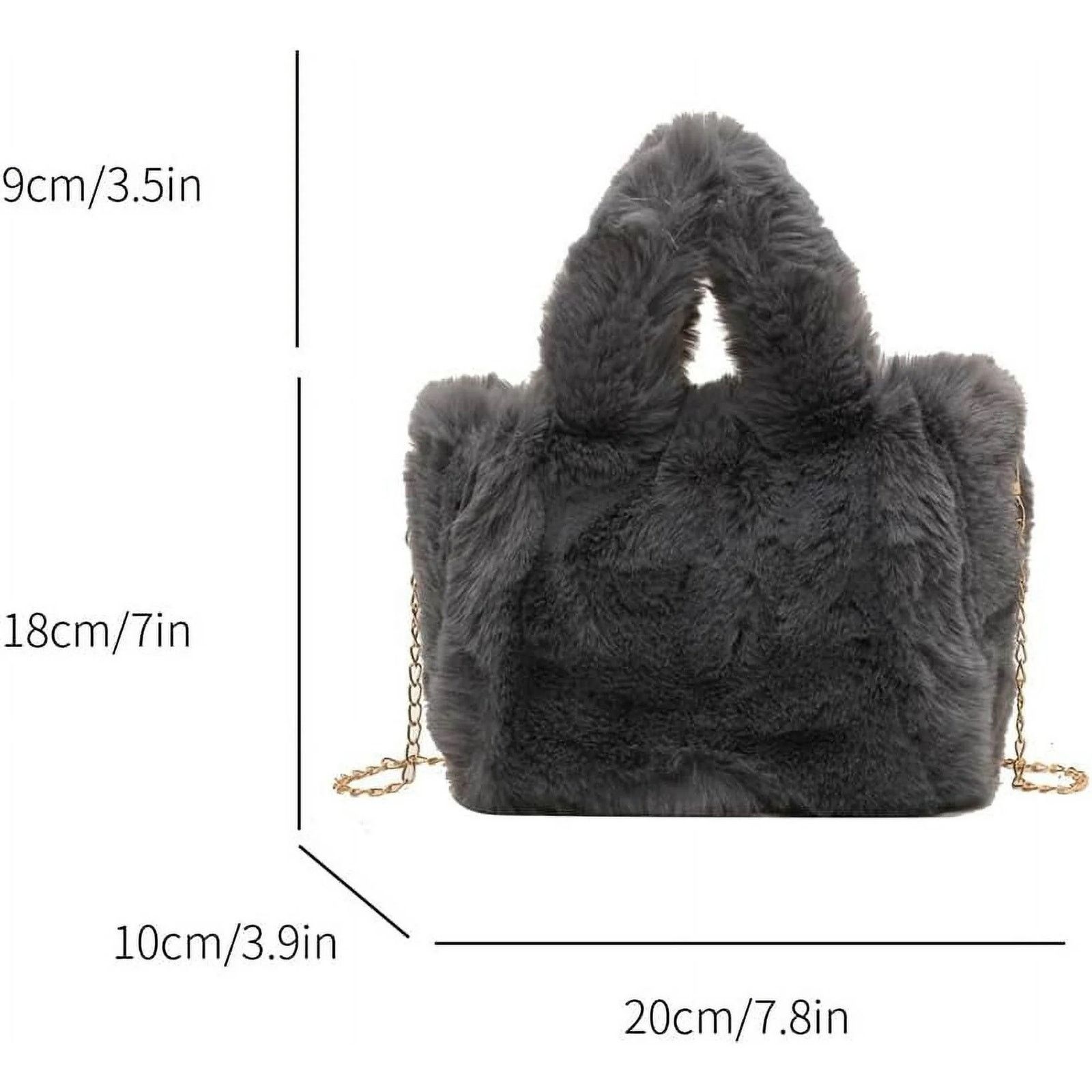 Other Fluffy Tote Bag Faux Fur Bag Purse Plush Handbag Furry Purse Size ONE SIZE - 5 Thumbnail