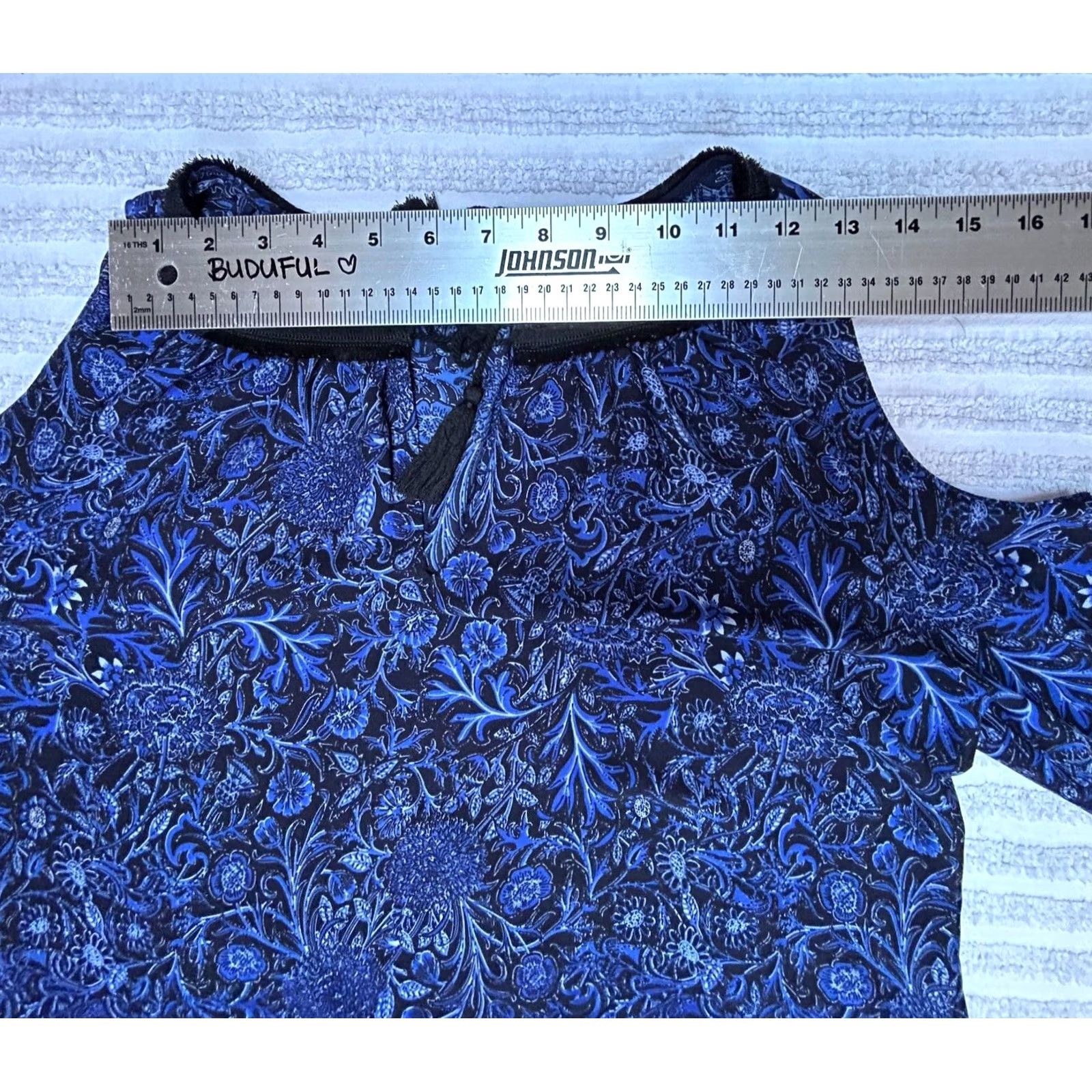 Vintage T Tahari Womens Blouse Floral Chiffon Cold Shoulder Top Blue M Medium Size M / US 6-8 / IT 42-44 - 7 Thumbnail
