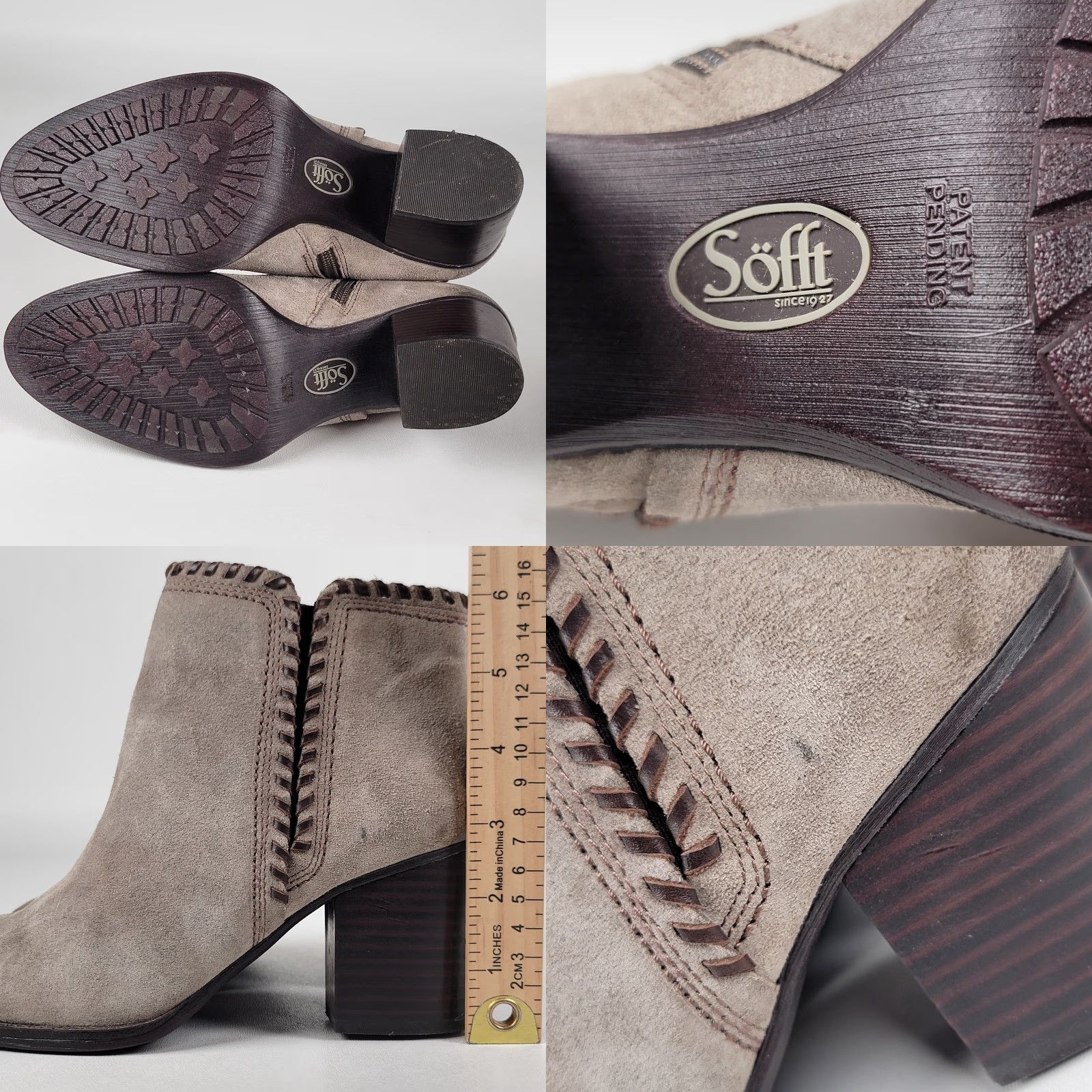 Vintage Sofft Boots Women's Size 6M Taupe Leather Zip Ankle Bootie Brown Leather Round Toe Bootie Size US 6 / IT 36 - 8 Thumbnail