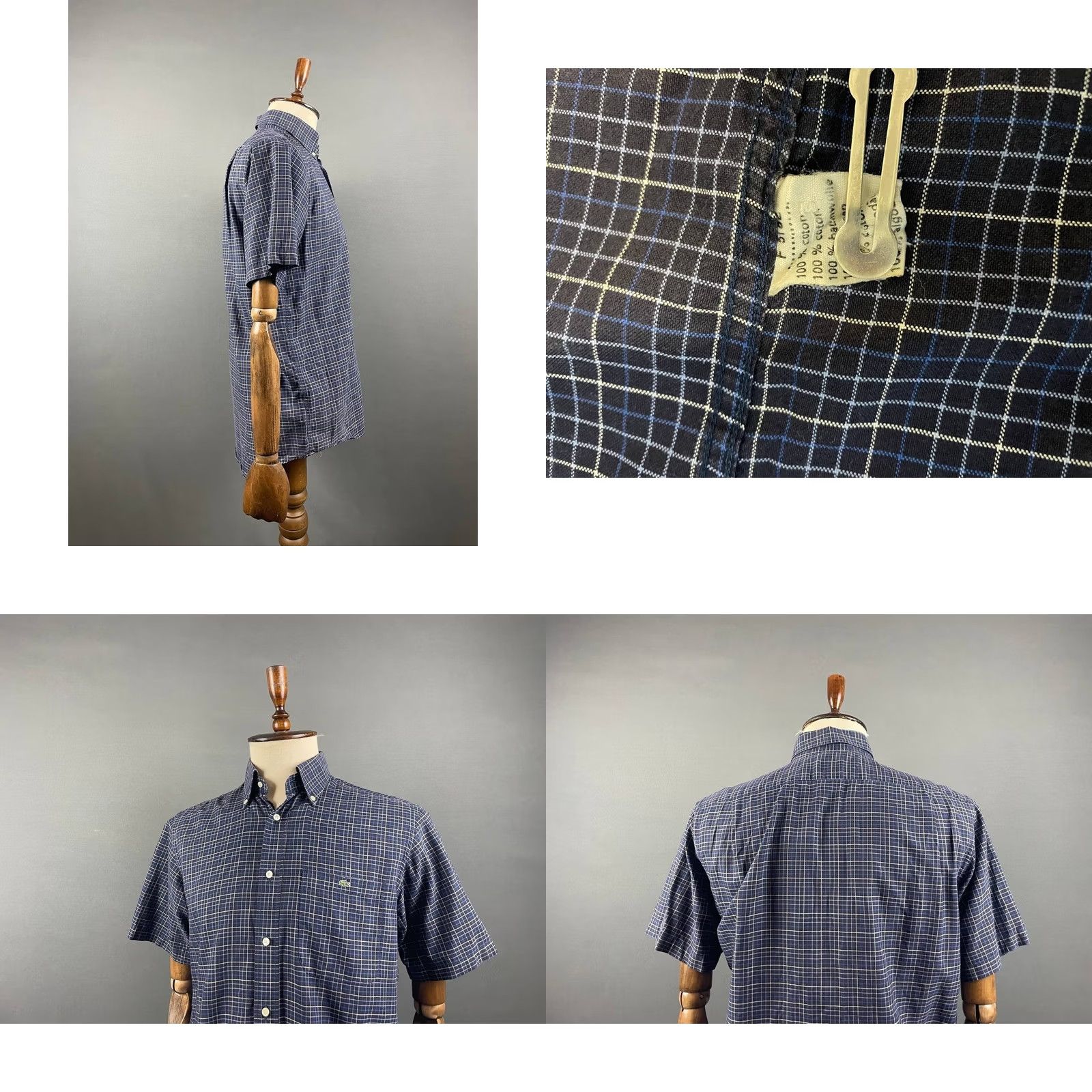 Lacoste U.S. BUYERS: PLEASE NOTE Lacoste Mens Button Down Shirt Size 40 Black Plaid Cotton Short Sleeve Classic Size US L / EU 52-54 / 3 - 8 Thumbnail