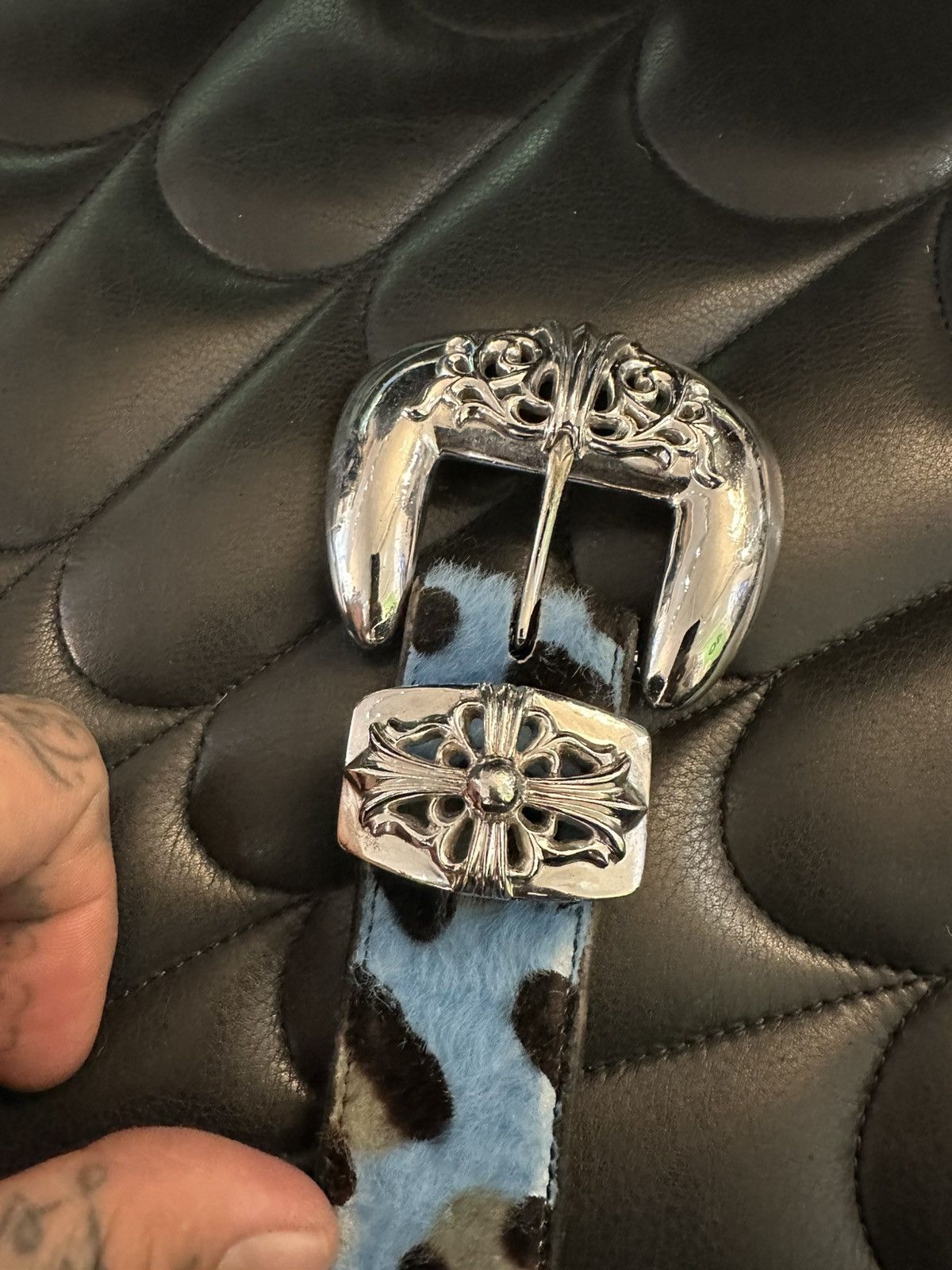 Chrome Hearts Chrome Hearts ‘ CENTRAL CEE ! BELT blue zebra Size 34 - 10 Thumbnail