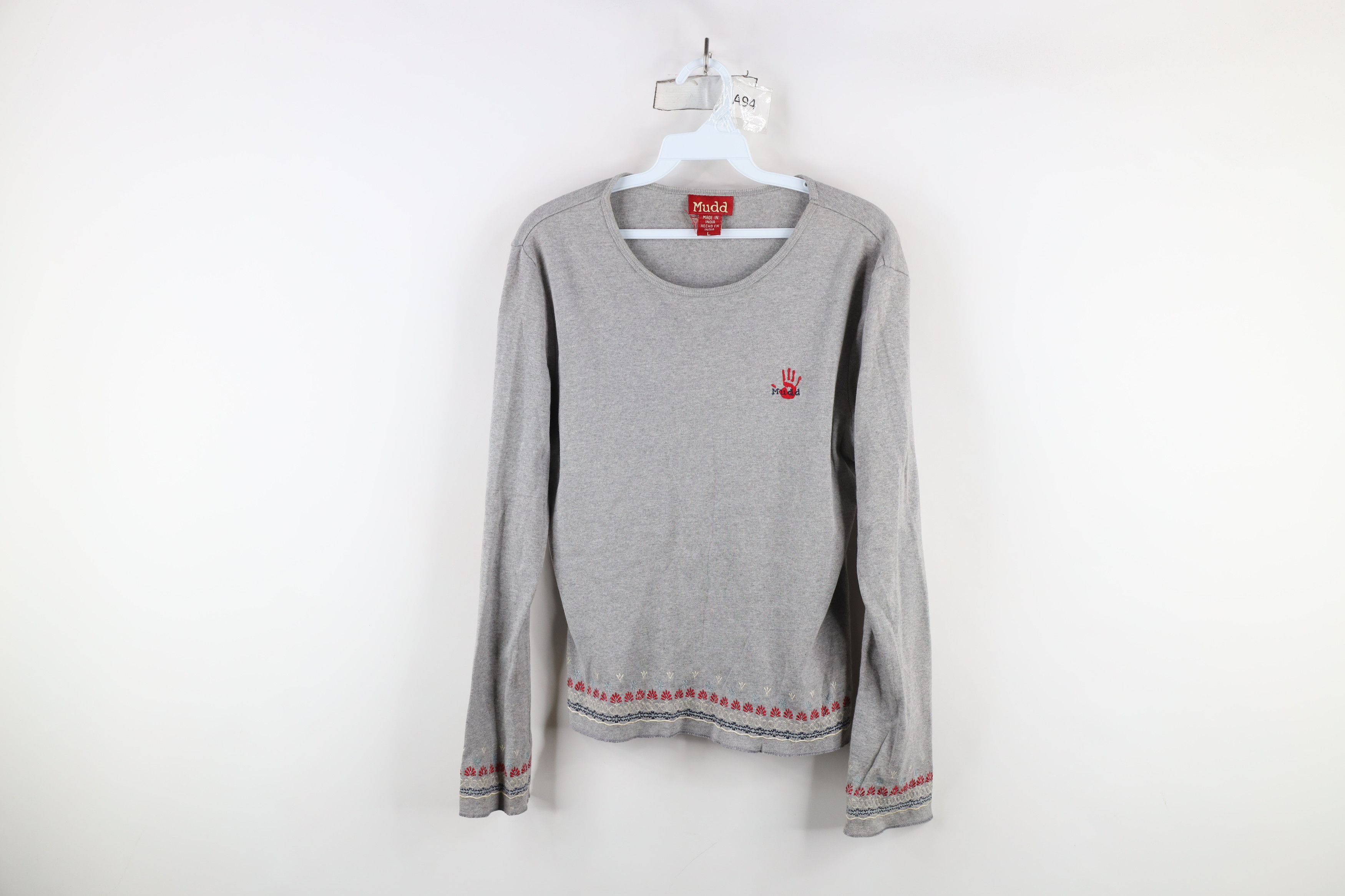 Vintage Vintage 90s Y2K Mudd Babydoll Ribbed Thermal T-Shirt Gray Size L / US 10 / IT 46 - 1 Thumbnail