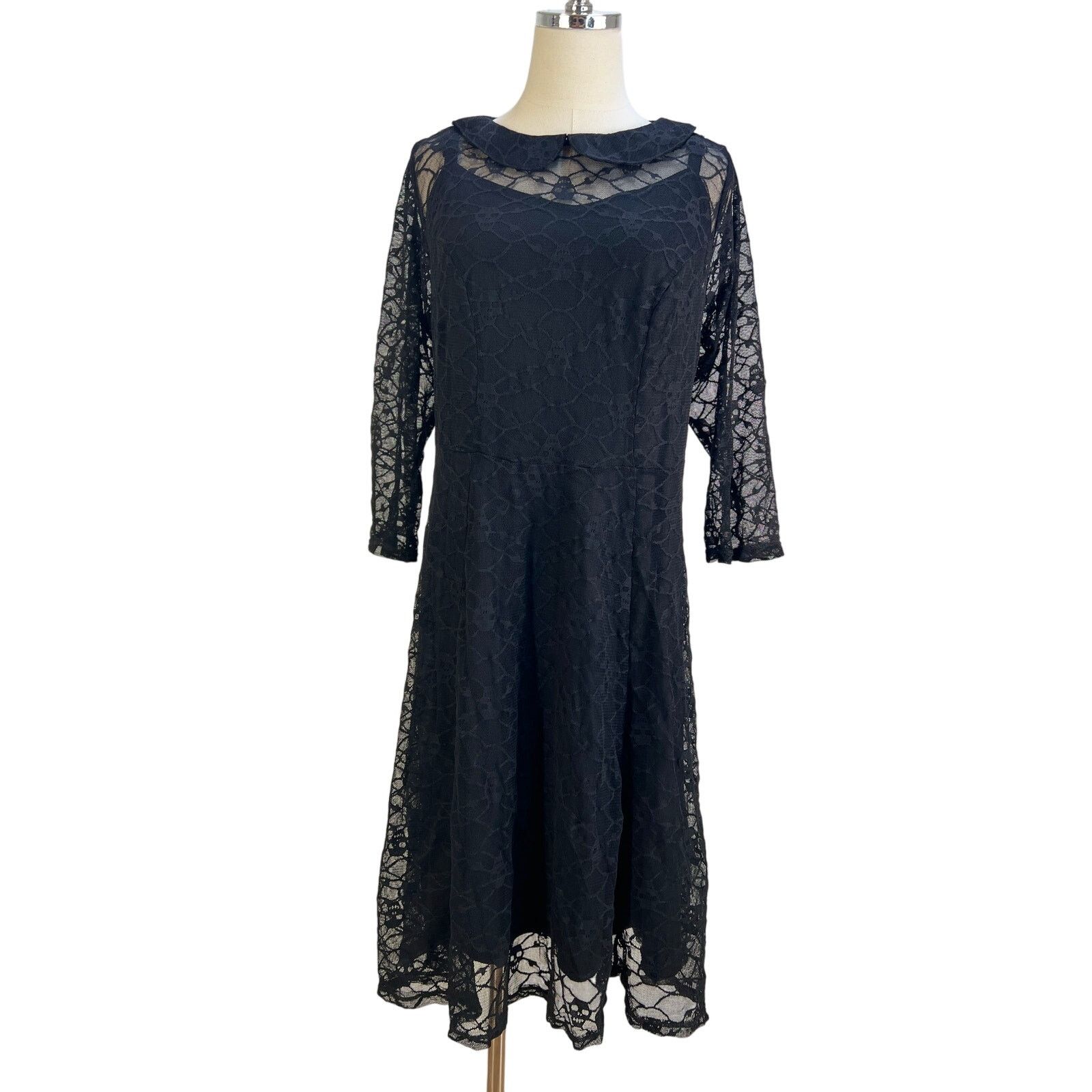 Tripp NYC Tripp NYC Skull Lace Dress Black Knee Length Mini Size XXL / US 16-18 / IT 52-54 - 1 Thumbnail
